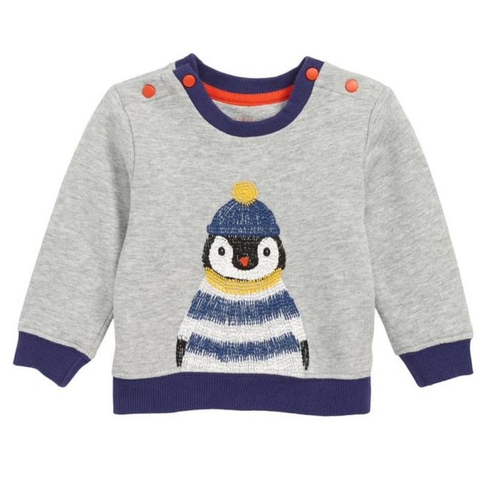 BABY BODEN | Super Stitch Winter Penguin Sweatshirt